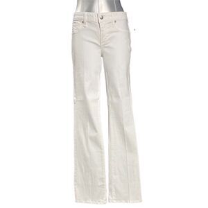 Bebe 29 Pants White Straight Leg Pockets Machine Wash Flirty Stretch Iconic